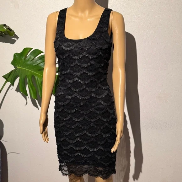 guess lace black dress Guess Lace-insert Midi Dress